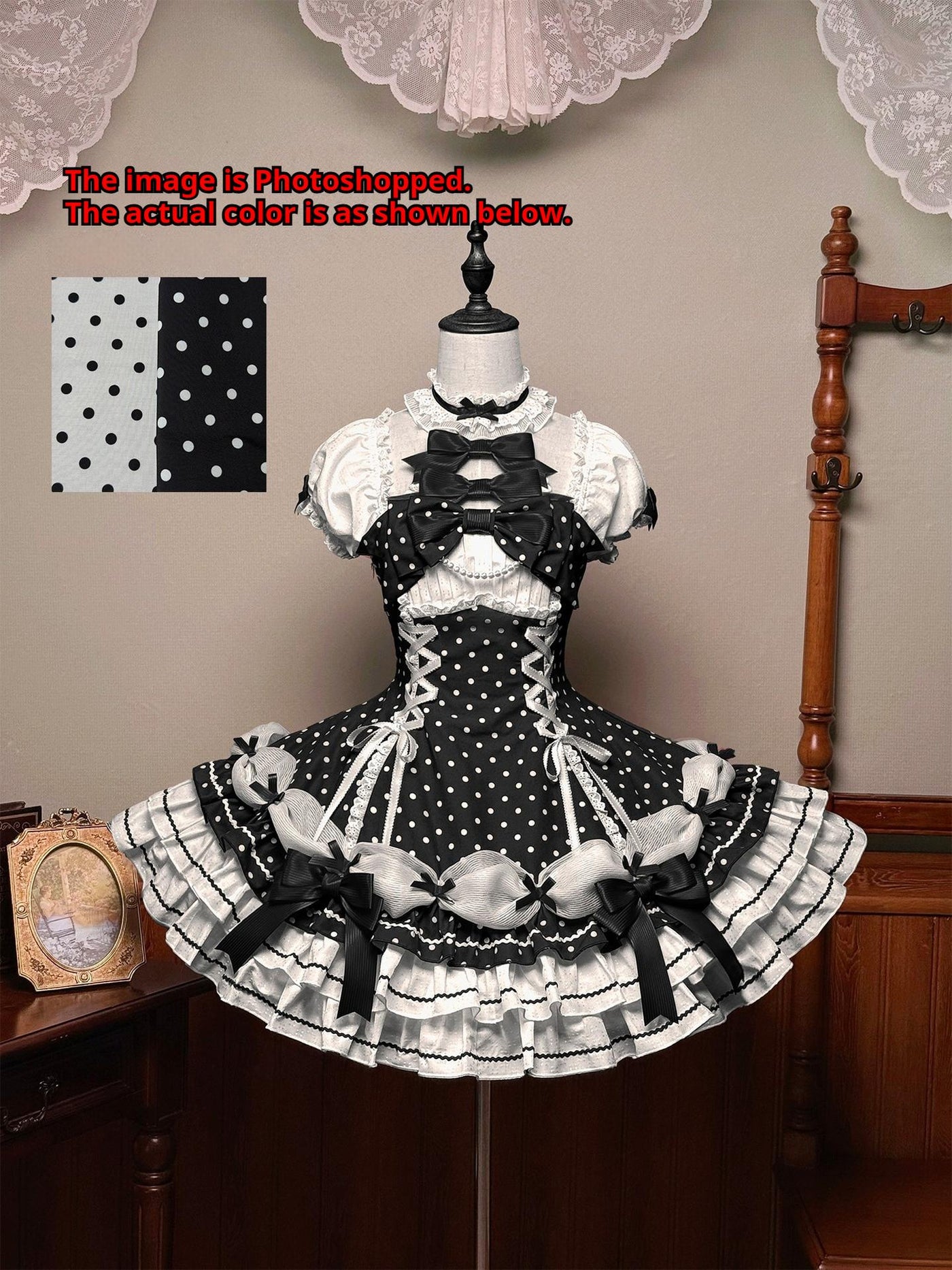 Alice Girl - Old School Lolita Halter Neck OP - Dress, Polka Dot Accent OP Dress