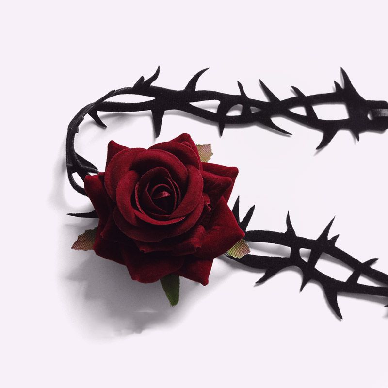 Lolita Punk Gothic Court Dark Thorn Rose Choker Necklace Collar Subculture Retro Accessories - Lolita Fetch