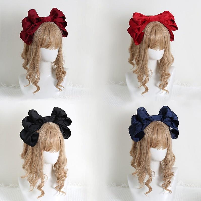 Xiaogui - Satin Doll-like Lolita KC - Layered Bowknot Headwear
