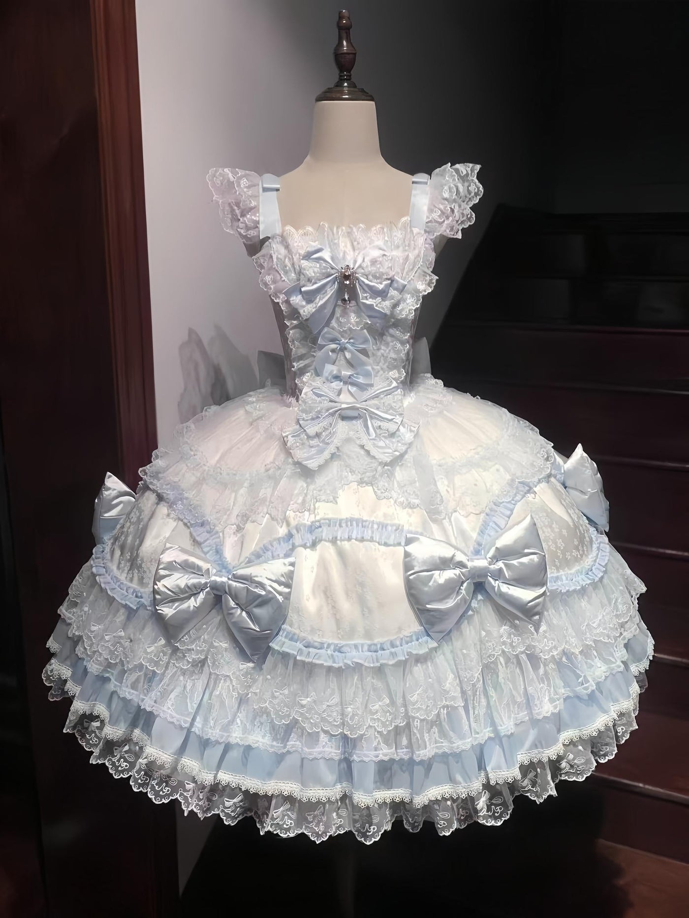 Sugar Girl - Floral Dream Isle - Sweet Lolita Doll-like JSK Dress, Bows & Lace