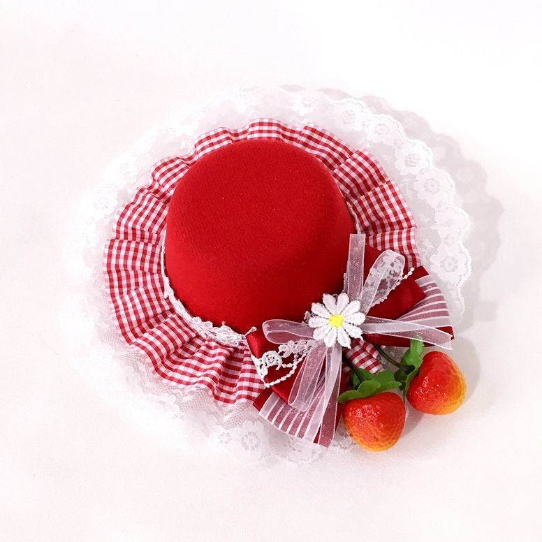 Ap Strawberry Picking Heart Hat Sweet Strawberry KC Hair Accessories Japanese Sweet Girl Lolita Bow Hair Accessories