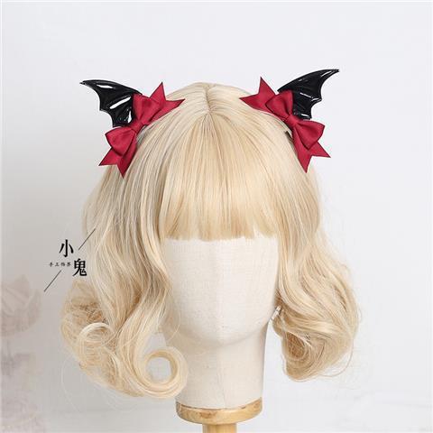 Black Wings Demon Hair Clip Bat Side Clip Halloween Headwear Bow Hair Accessory Lolita Gothic