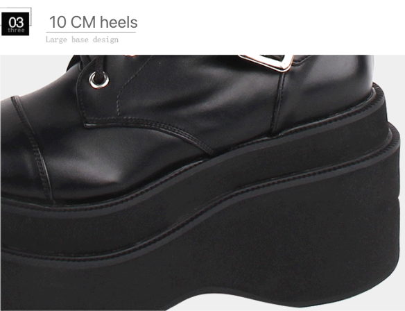 Angelic imprint - J-fashion Punk Lolita Classic Black - High Boots Shoes