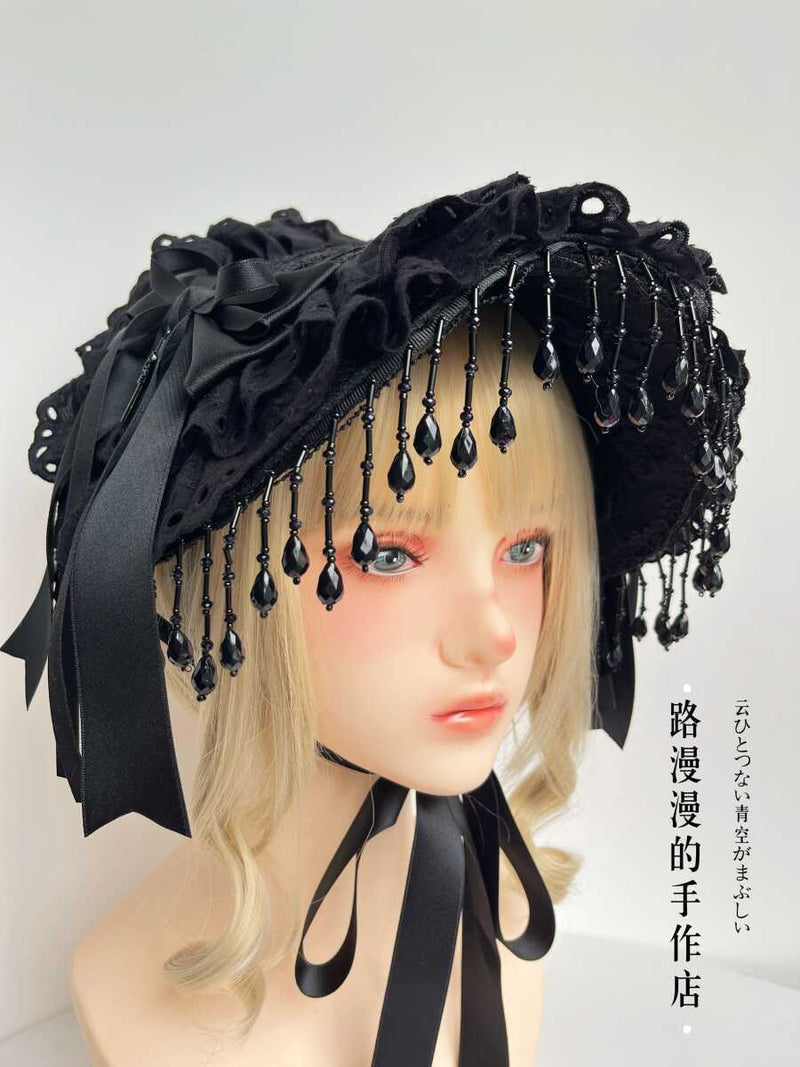 Lu Manman Handmade Shop Dark Widow Lace Hat