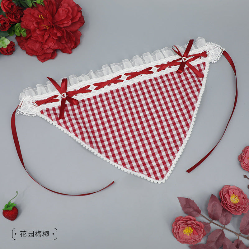 Cute Anime Lace Trim Triangle Scarf Sweet Girl Hair Scarf Vacation Photo Hairband Hair Accessories Headscarf - Lolita Fetch