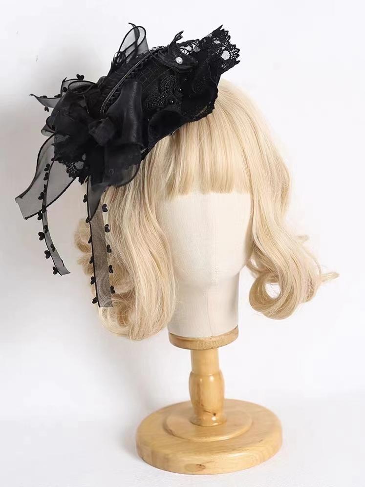 Xiaogui - Vintage Lolita Tea Party Lace Top - Hat Headwear