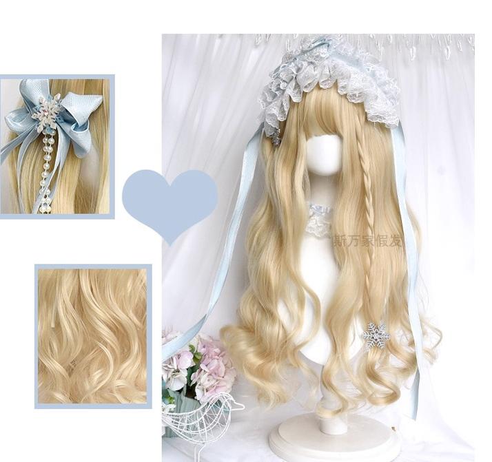 Sinwavy - Light Blone Wavy Lolita Wig - Straight Bang Wig