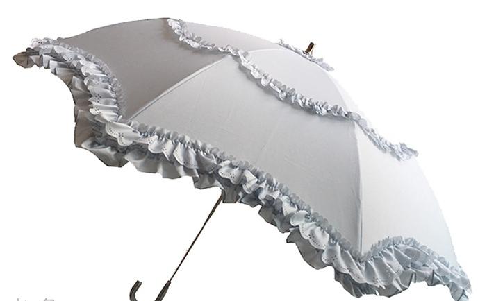 Classic Lolita Parasol, Two-Folded Umbrella for Daily Use Water Blue