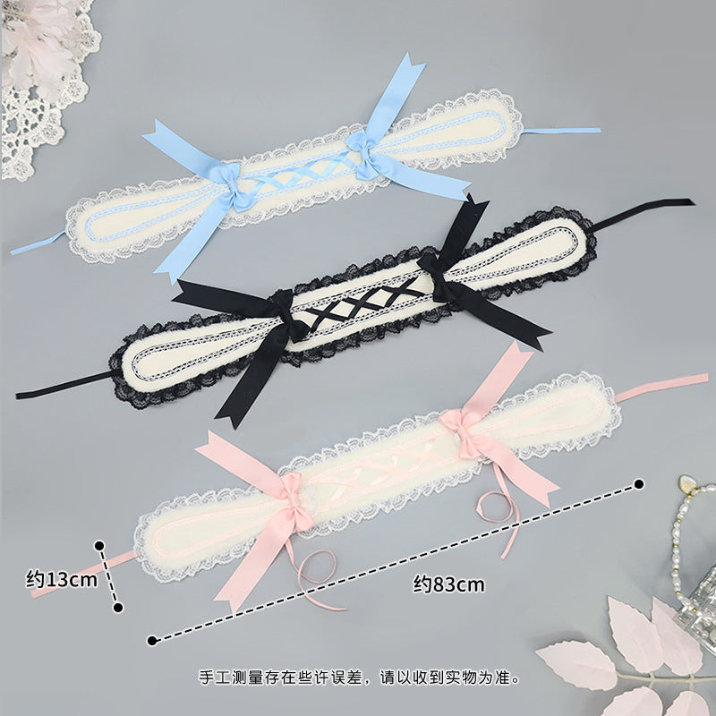 Lo Nymph Bowknot Lop-Eared Rabbit Hair Accessories Cute Sweet Plush Bunny Headwear Handmade Lolita Bunny Ears Hairband - Lolita Fetch