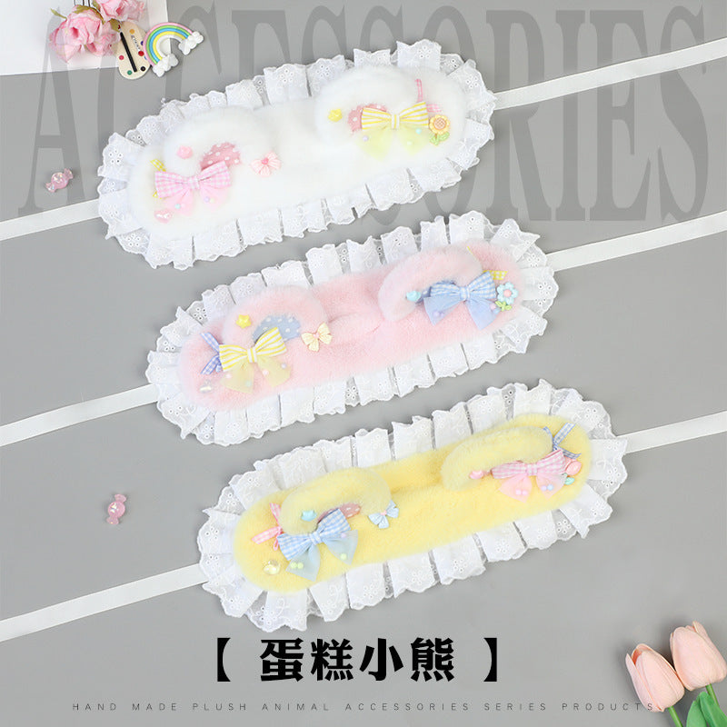 Lolita Japanese Style Girl Hair Accessories Cat Ear Hair Ornament Bow Hair Clip Plush Polka Dot Hairpin Cat Ear Headband