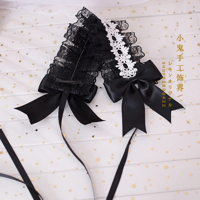 Soft Girl Sweet Lolita Headband White Lace Hair Accessory Versatile Kc Hair Ornament Dark Gothic