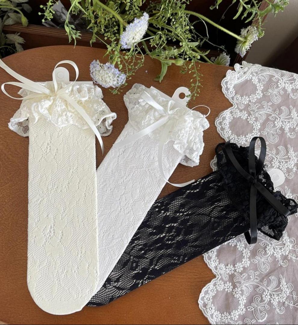 WAGUIR - French Style Lolita Socks Mid-calf - Lace Socks Socks
