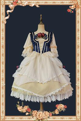 Snow White - Split Style Lolita OP Dress S Snow White Suit (with apricot chest ribbon)