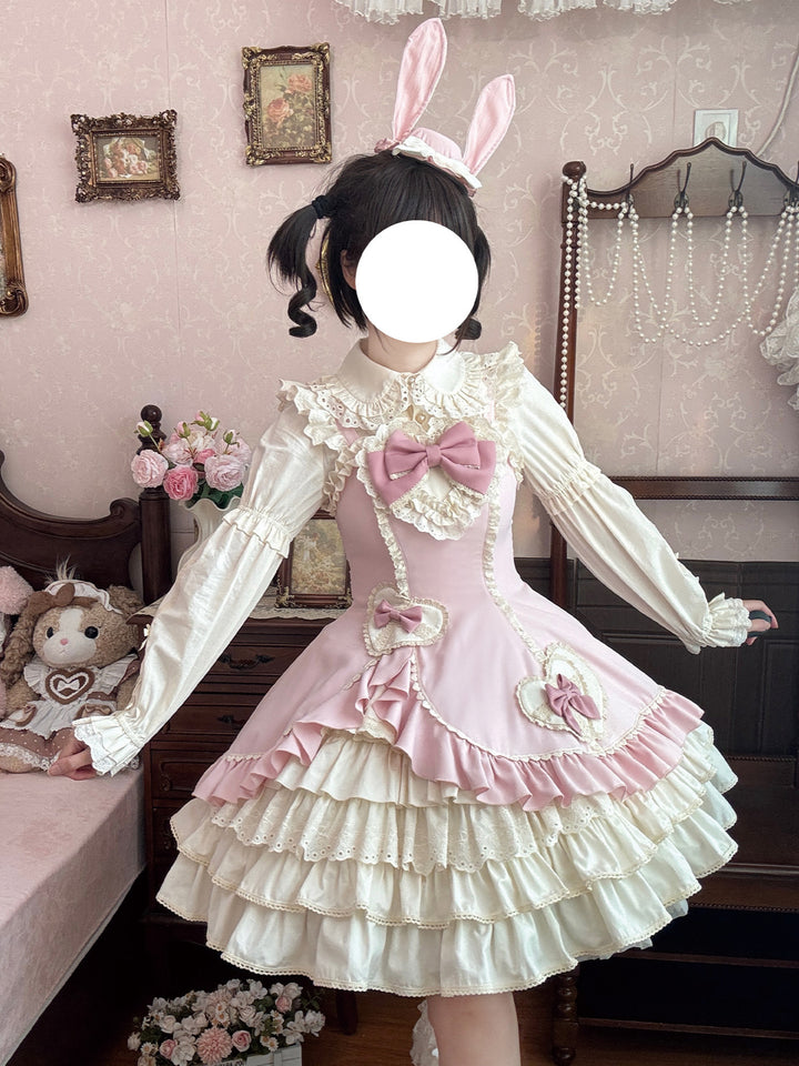 ZhiJinYuan - Cream Bud - Sleeveless Sweet Lolita JSK with tiered
