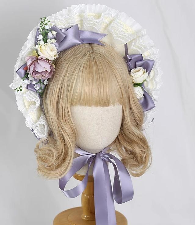 Xiaogui - Elegent Lolita Bonnet Bows Straw Hat - Headwear