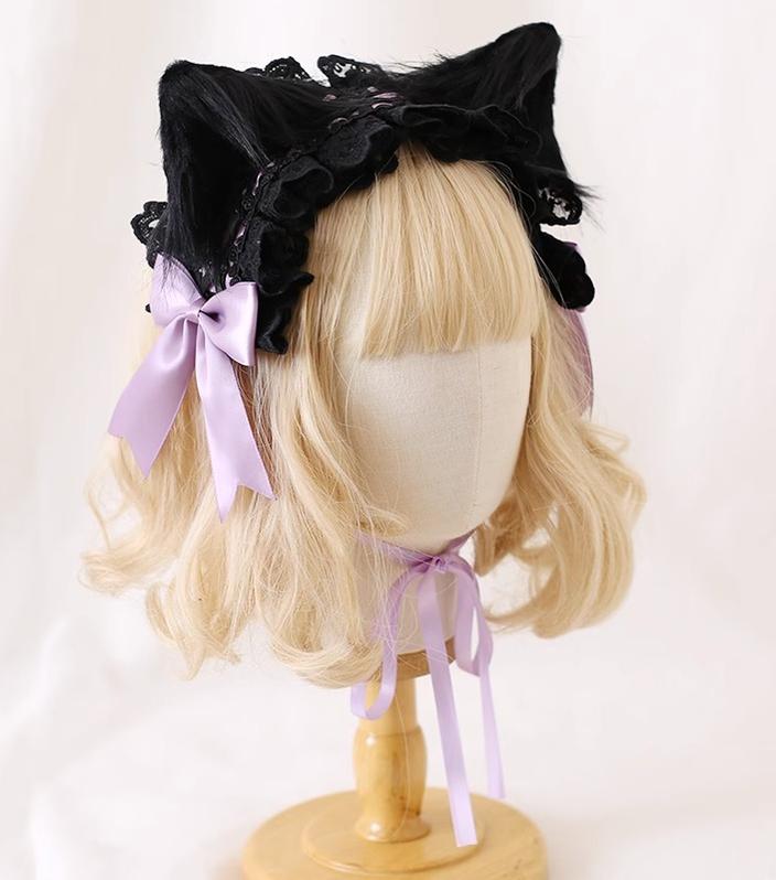 Xiaogui - Gothic Lolita Headband Cat Ear - Hairpin Headwear