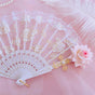 White fan + pink rose