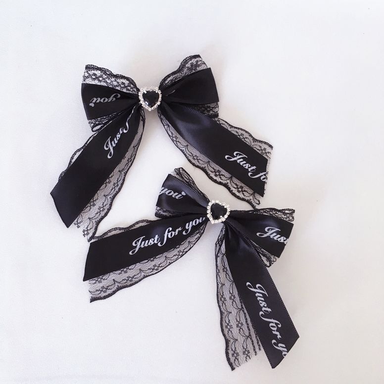 Independent Brand - Black Lace Bow Hair Accessory - Heart