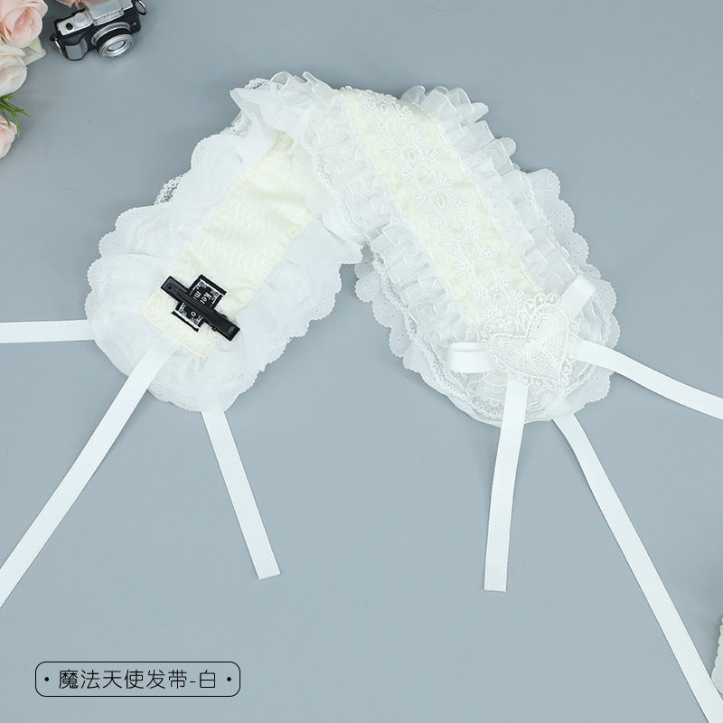 Comic Exhibition Girl Lolita Lace Hair Accessories DOLL Style Headband Ribbon Bow Dark Lolita Sweet Hair Accessories - Lolita Fetch