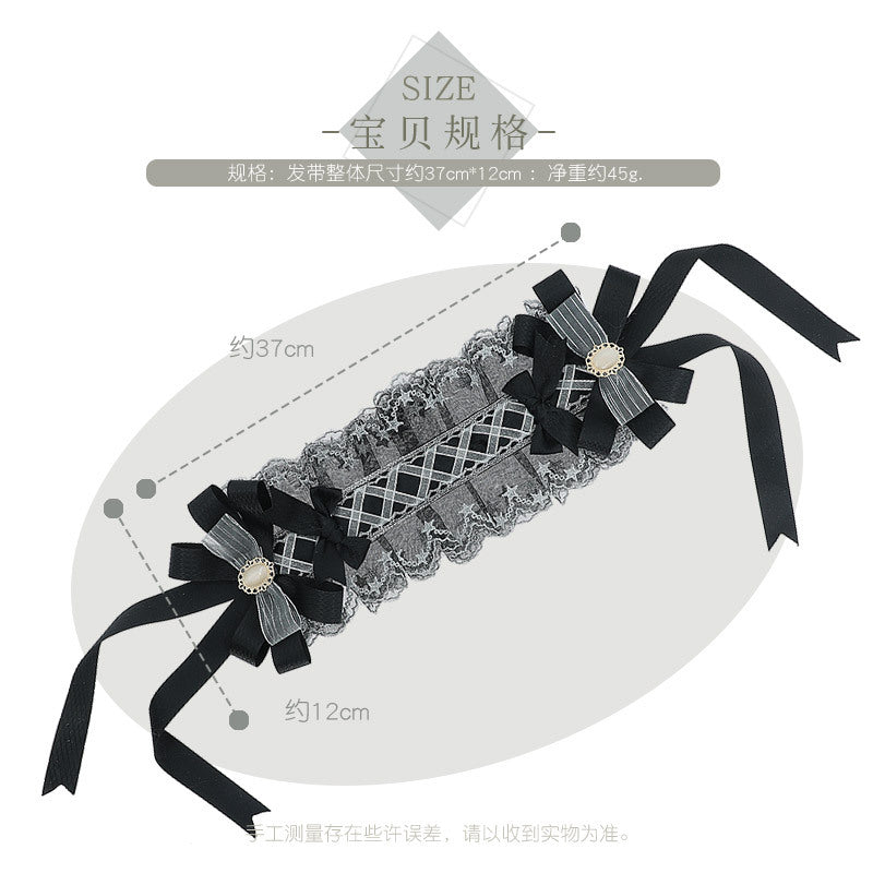 Lolita Hairband Handmade In Stock Krista Bow Lace Ribbon Hair Accessories - Lolita Fetch