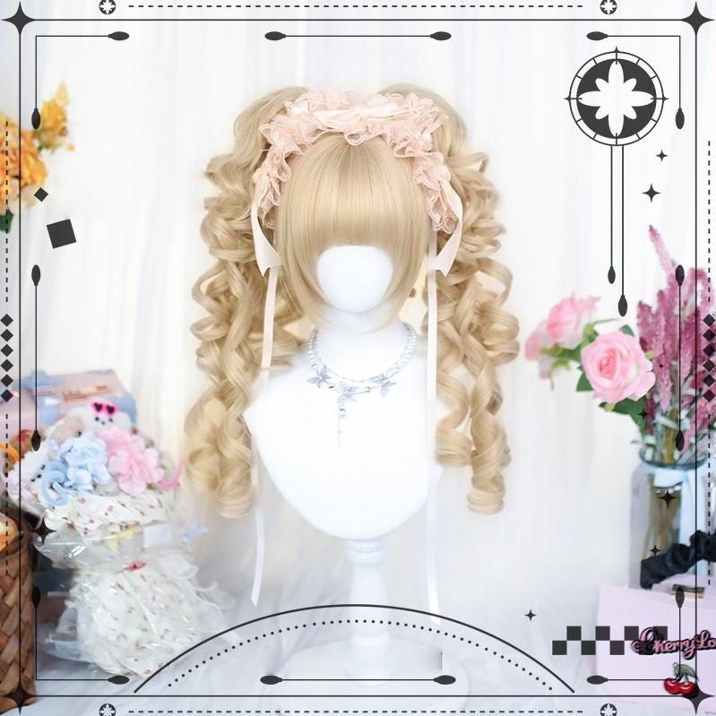 Dalao Home - Flo Wig - Sweet Lolita Long Curly Wigs, Detachable Ponytail