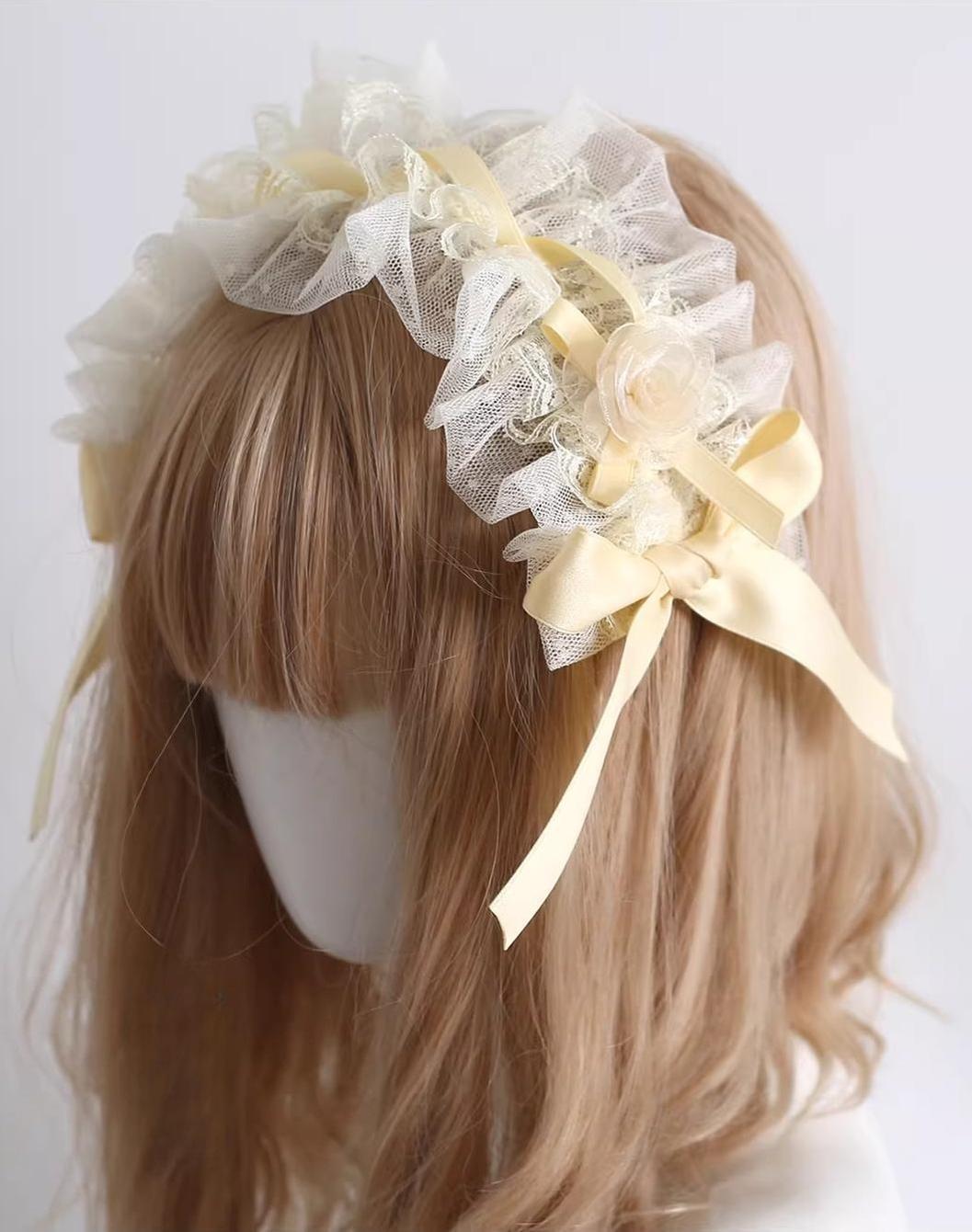 Xiaogui - Lace Lolita Hairband - 2-in1 Bunny Ear Hairband Headwear