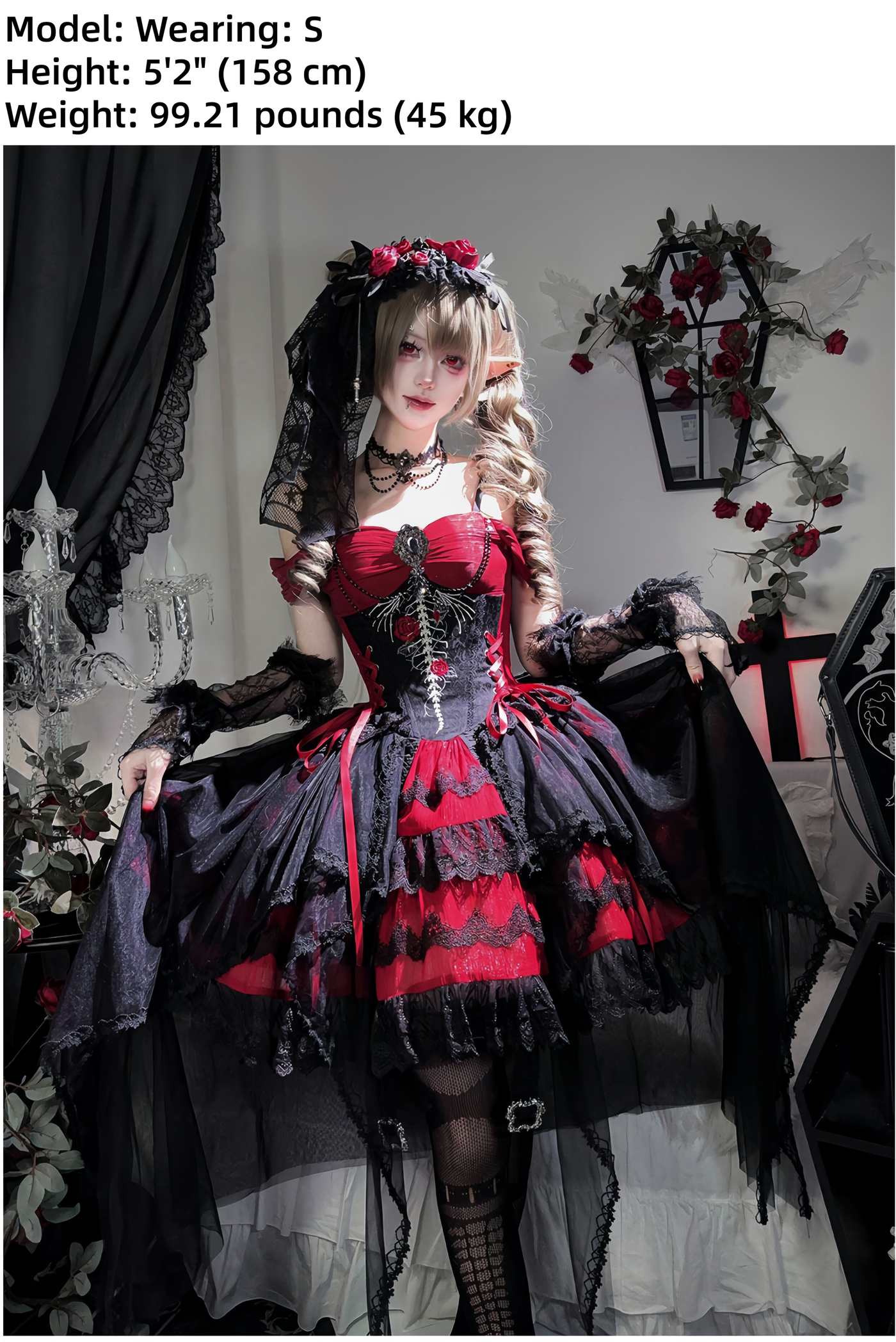 Letters from Unknown Star - Eternal Thorn of the Dragonbone - Embroidered Gothic Lolita JSK Dress, Off-Shoulder