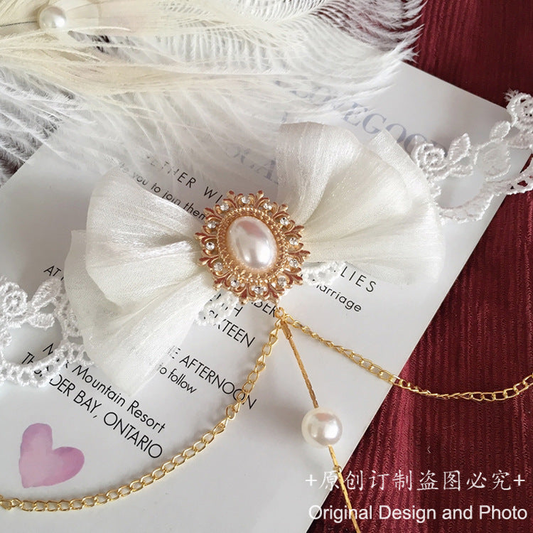 Soft Girl Lolita Necklace Daily Lace Pearl Water Drop Star Pendant Choker Accessories Small Items