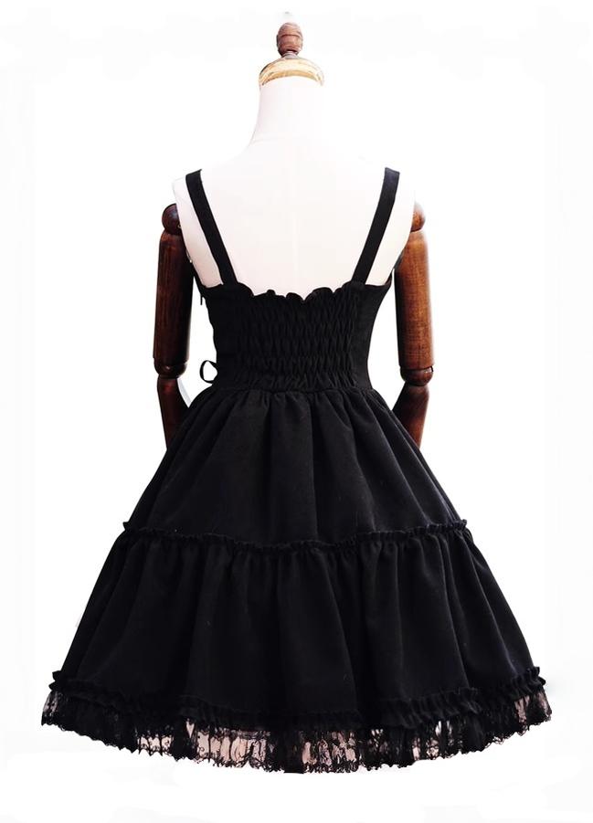 Tiny Garden - Garden Waltz - Black Elegant Lolita Knee-Length JSK Dress with Chest Lace Trim - product detail 6