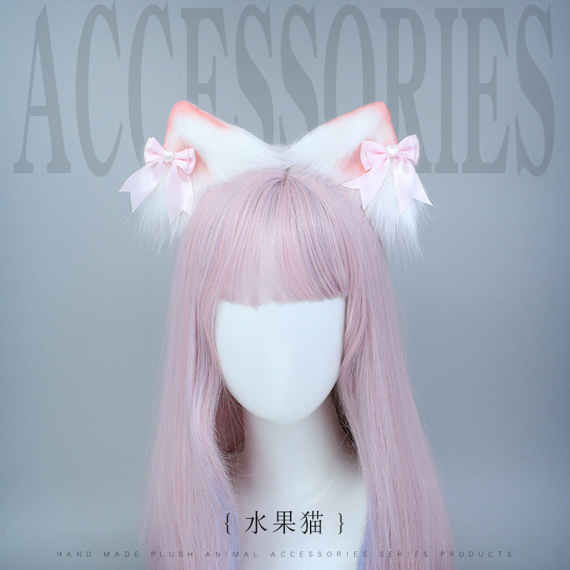Lolita Hair Accessories In Stock Plush Handmade Multiple Colors Available Party Fashion Accessories Cute Cat Ear Hair Clips
