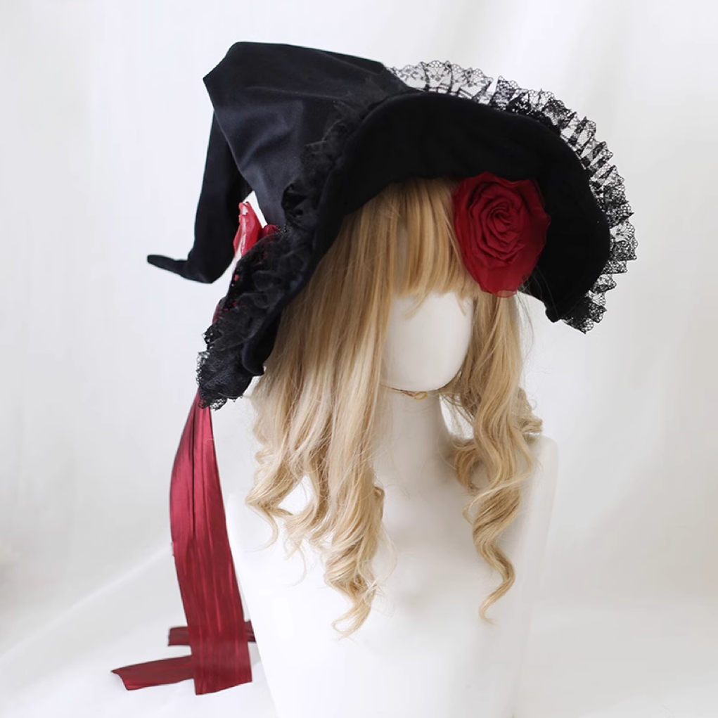 Xiaogui - Halloween Gothic Lolita Witch Hat - Bow Velvet BNT Headwear