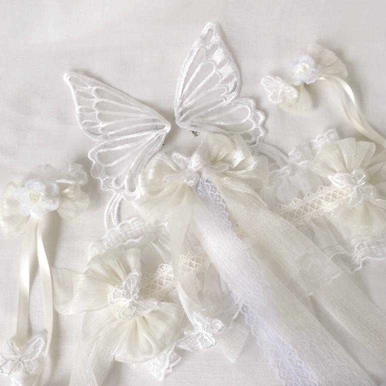 Original Design Milky White Color Small Item Miss Fu La Lolita Wedding Hairband KC Large Butterfly Hair Accessory