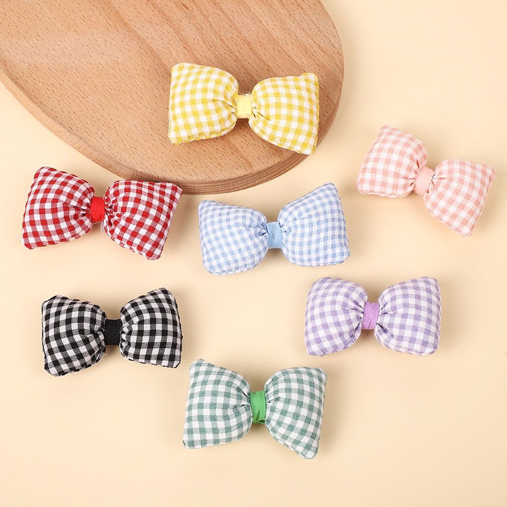 Handmade - Padded Gingham Bow - Brooch or Craft Accent - detail view 7