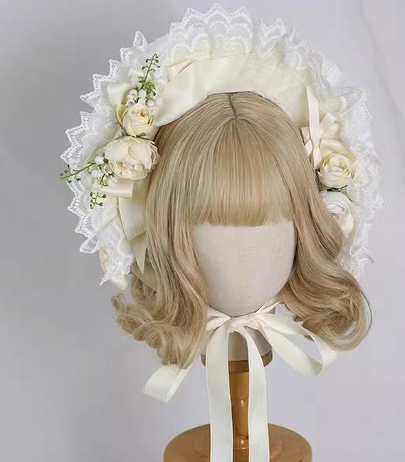 Xiaogui - Elegent Lolita Bonnet Bows Straw Hat - Headwear