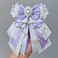 Handmade - Silver-Chain Bow - Bag Charm and Brooch - Silver-Chain Bow - Purple