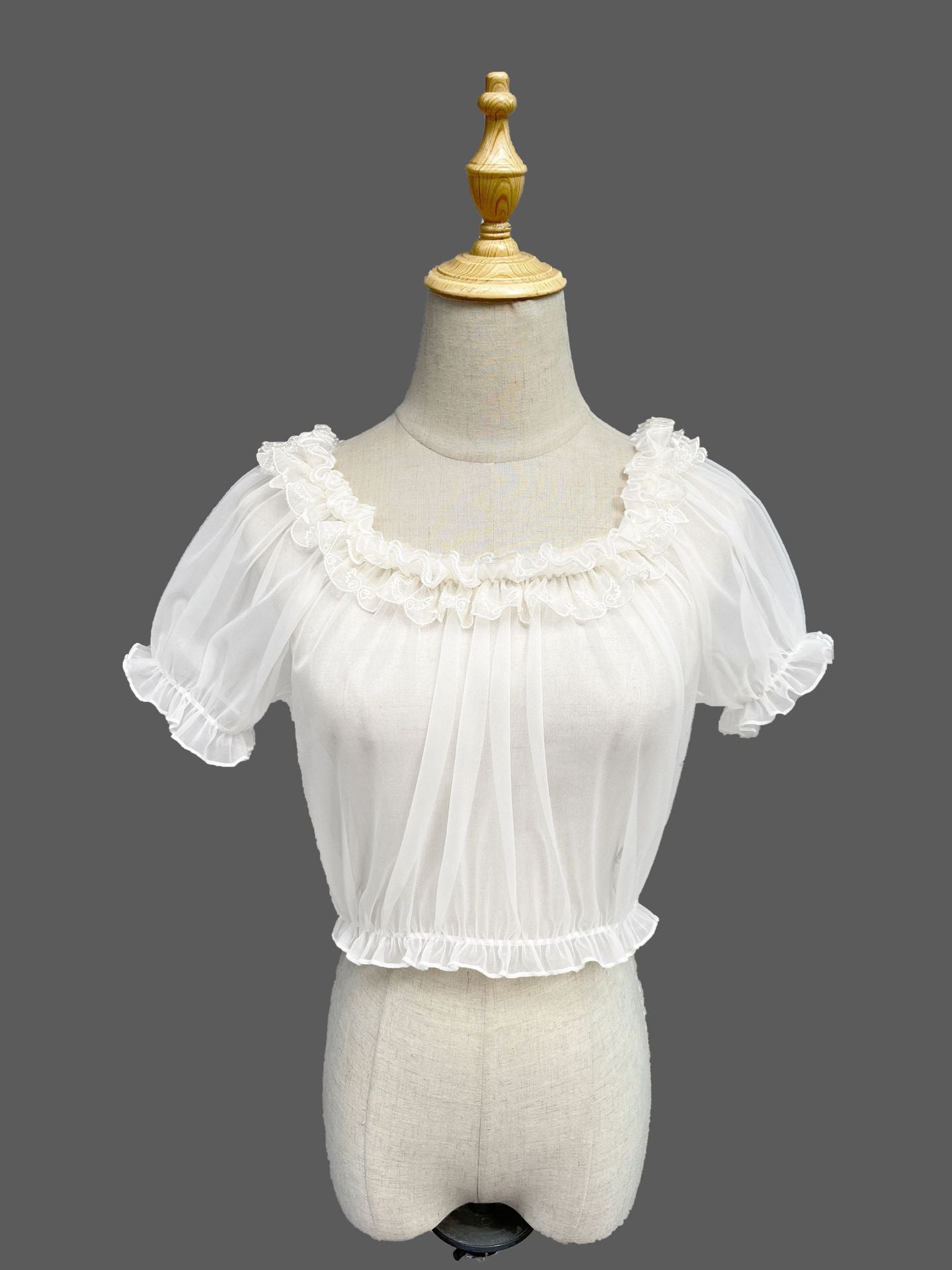 Zhijinyuan- Tulle Inner Top |   Lightweight Skin-Friendly Off-Shoulder Versatile Apricot Blouse