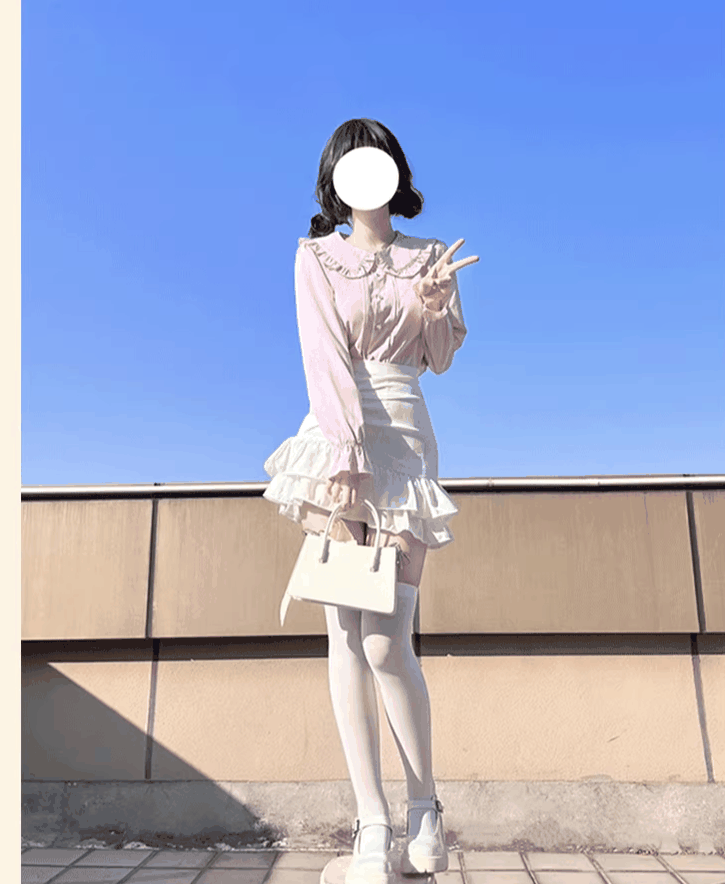 Niu Niu - Plus Size Lolita Shirt Long Sleeve - Doll Collar Blouse Innerwear