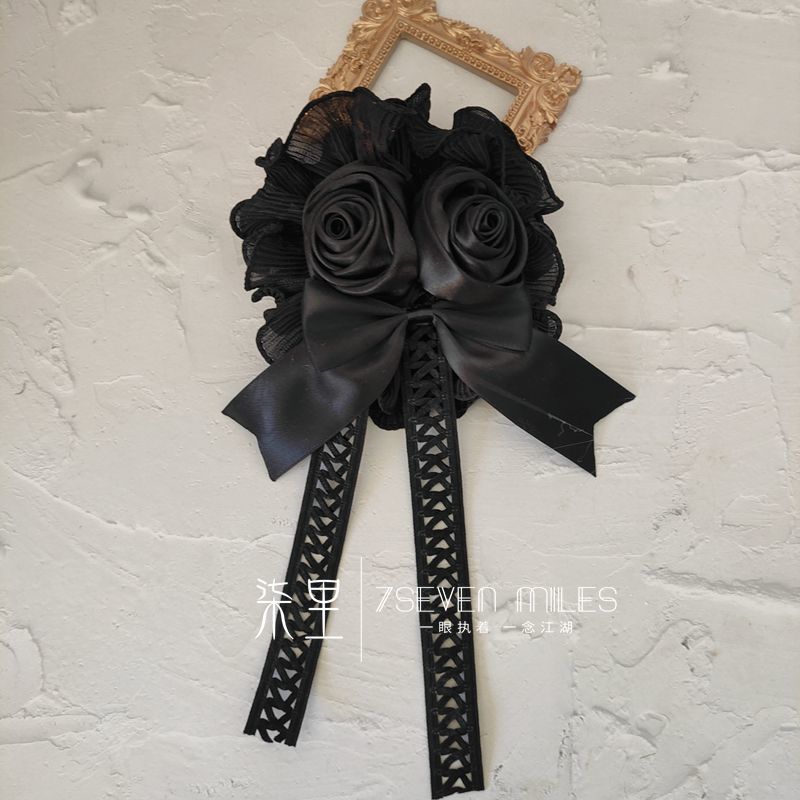 Qili Nightfall Handmade Elegant Retro Black Flower Headband - Lolita Black Hair Accessory