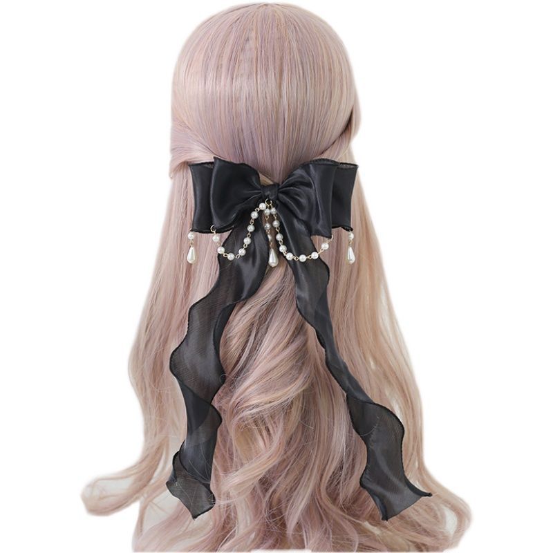 Miss Fula Lolita  Elegant Hairband Lolita Hairband Necklace White Wedding Black Hat