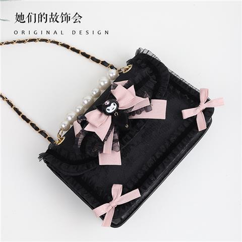 Lolita Bag for Women 2022 New Kuromi Cinnamoroll Lace Original Handmade JK Bag Pearl Handbag