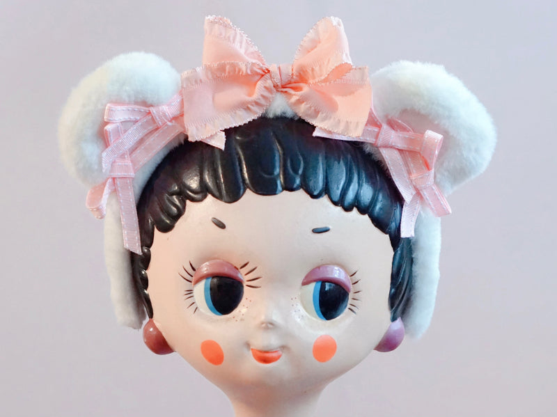 Original Handmade Bear Ear Bowknot Plush Headband Lolita Brown Japanese Korean Style - Lolita Fetch
