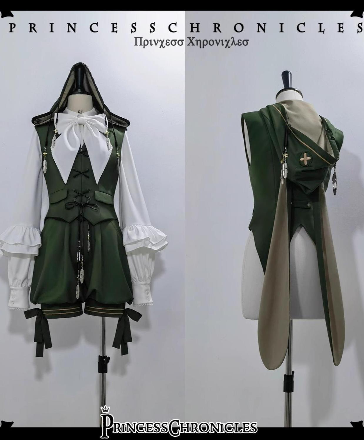 Bunny Feather - Ouji Lolita Shorts Set with Hooded Vest with Bunny Ear Vest Only (pre-order) XS