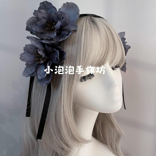Soft Girl Lolita Lace Headband Bow KC Flower Hair Accessory Lo Girl Cosplay Versatile Sweet Hair Ornament - Lolita Fetch