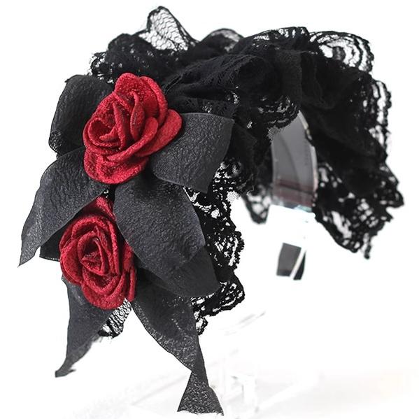 Xiaogui - Goth Lolita Headwear Black Lace KC - Headwear