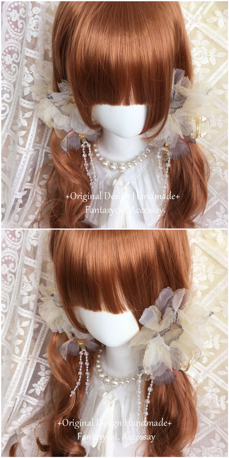 Gothic Lolita Dark Retro Lace Veil Flower Hair Clip Ins Wasteland Styl