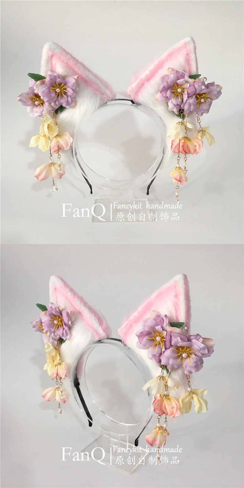 Lolita Fox Ears Bow KC Headband Fairy Bow Animal Ear Headwear Lolita Plush Ear Headband