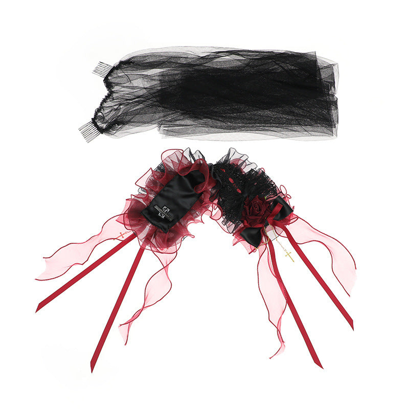 Lolita Original Hairband Gothic Rose Veil Luxurious Dark Elegant Tea Party Lolita Versatile Hairband Headwear