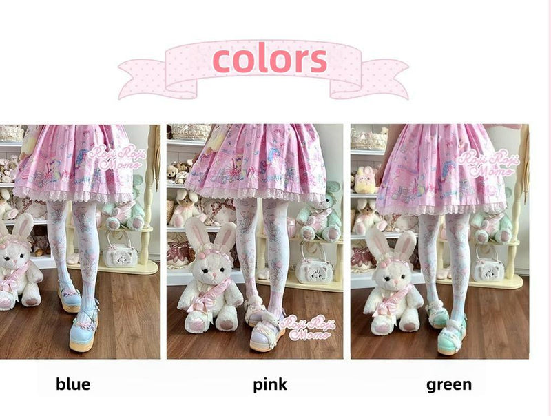 Roji Roji - Bunny Printed Sweet Lolita Pantyhose - Socks