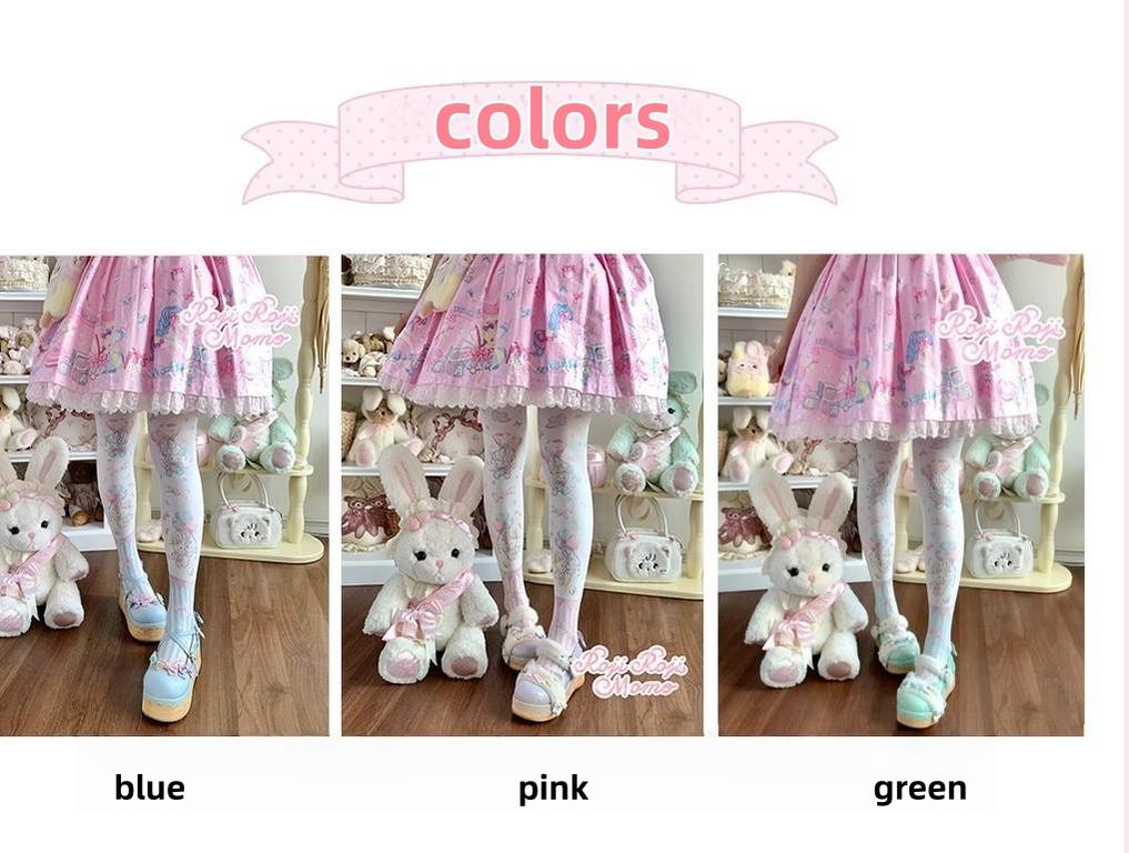 Roji Roji - Bunny Printed Sweet Lolita Pantyhose - Socks