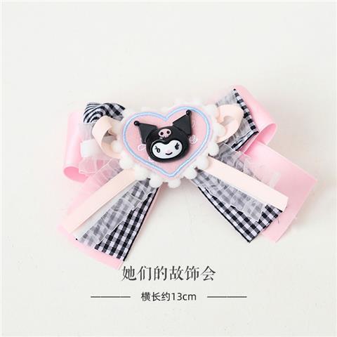 LOLITA Hair Accessories Sweet Bow Hair Clip Cinnamoroll Kuromi Pink Blue Soft Girl Lolita Hair Ornament